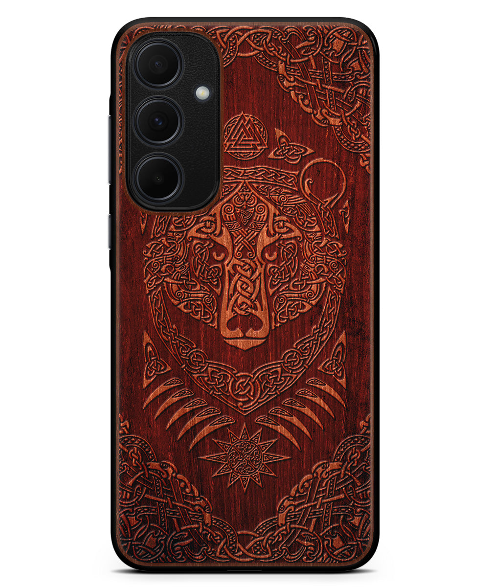 Berserker Engraved Wood Phone Case New World Viking